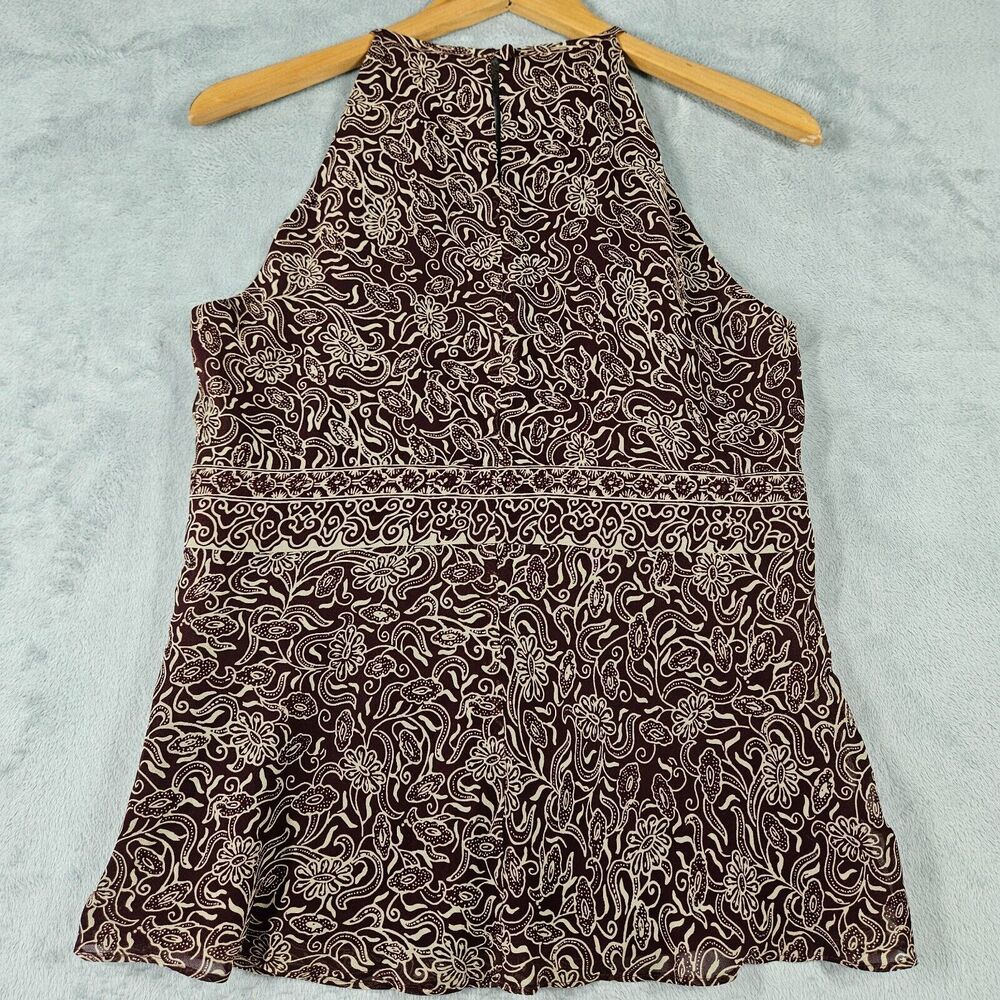 Ann Taylor Silk Skirt Set Womens Size 8 Top & 4‎ Skirt Sleeveless Wine Career - Picture 9 of 16